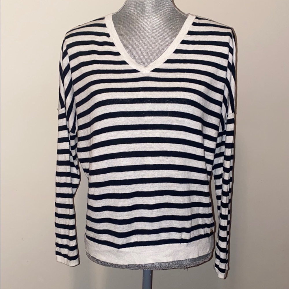 Striped Linen Black and White Women's Top